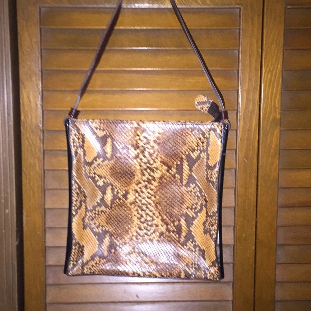 Nicole Miller Brown Snakeskin Shoulder Bag